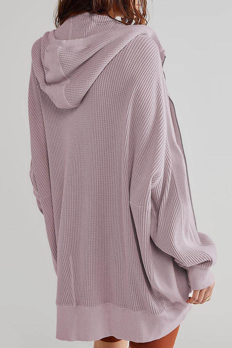 Zip-Up Long Sleeve Jacket with Hood and Pockets for Comfort - Selvanelle