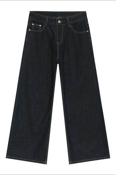 Stylish Wide Leg Jeans with Pockets for Comfort and Style - Selvanelle