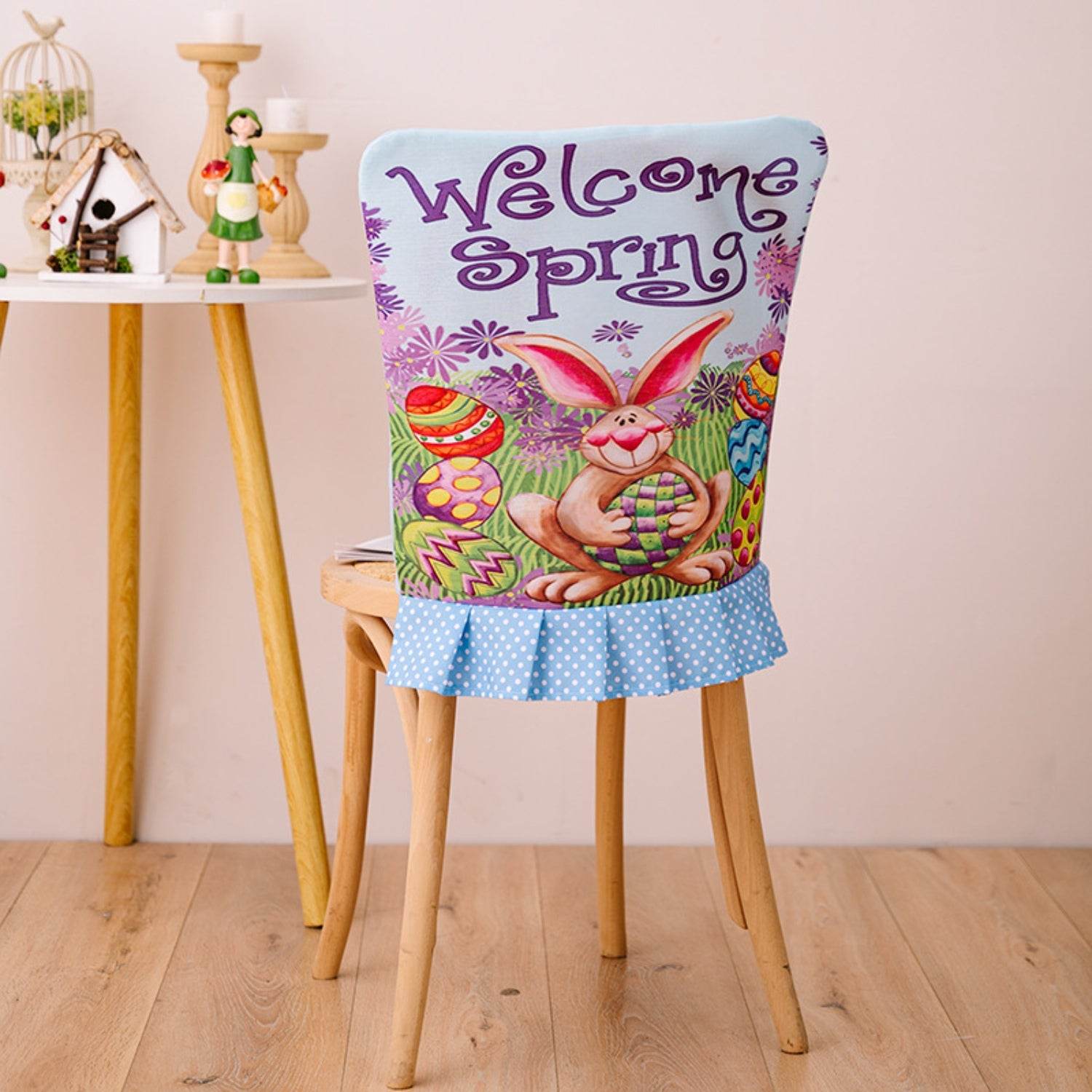Easter Polka Dot Pleated Hem Chair Cover - Selvanelle