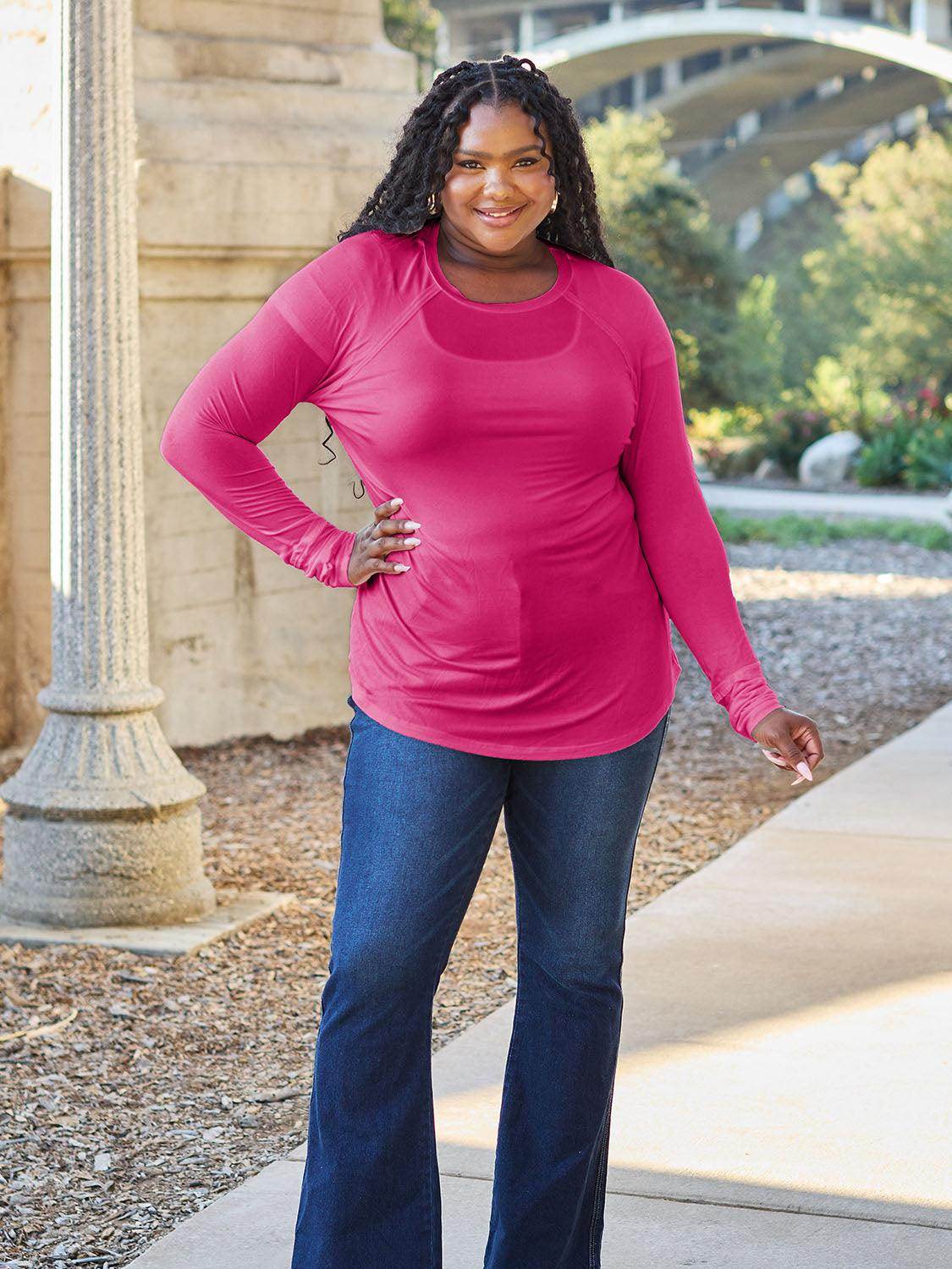 Basic Bae Full Size Round Neck Long Sleeve T-Shirt for All - Selvanelle