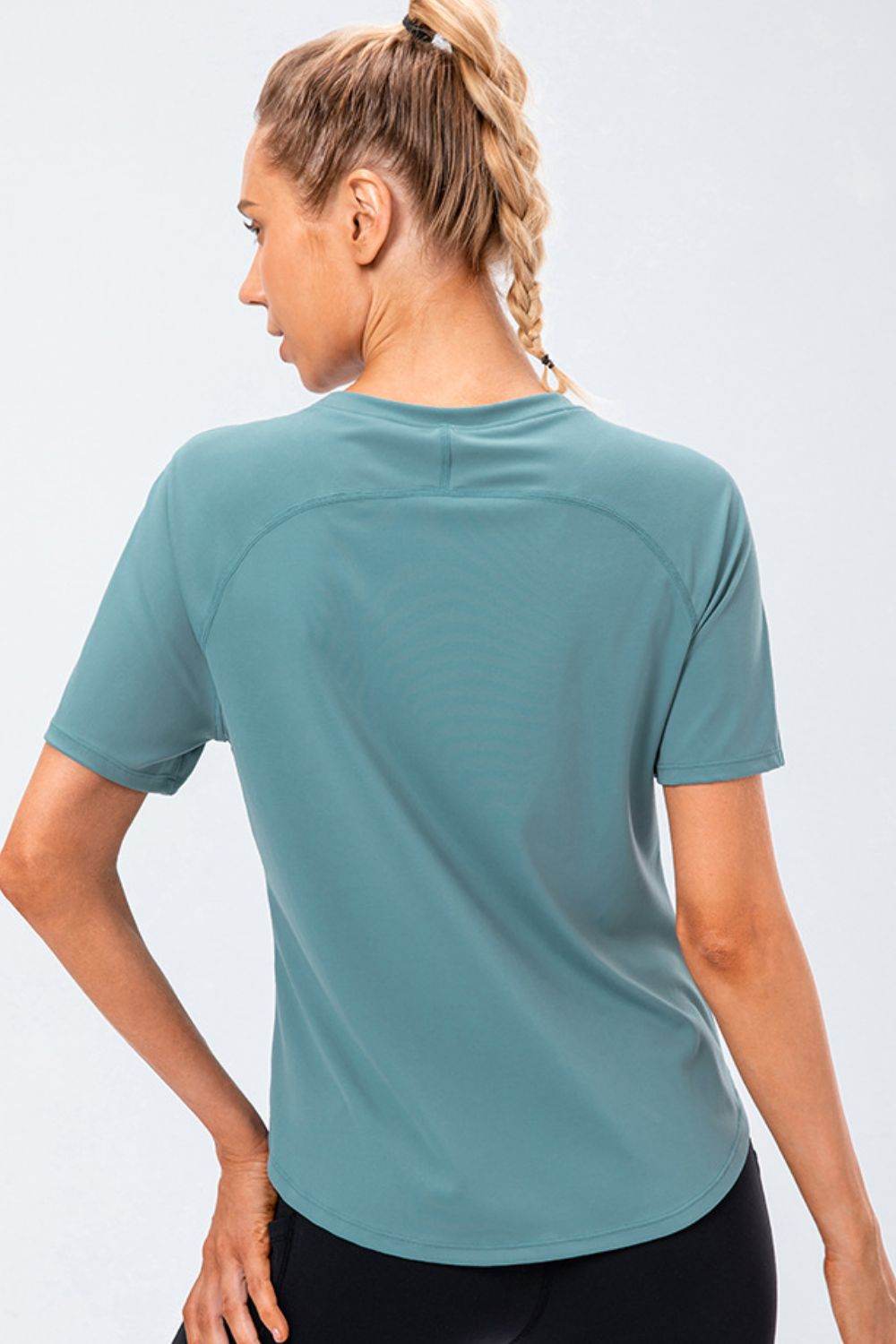Round Neck Raglan Sleeve Active Tee - Selvanelle