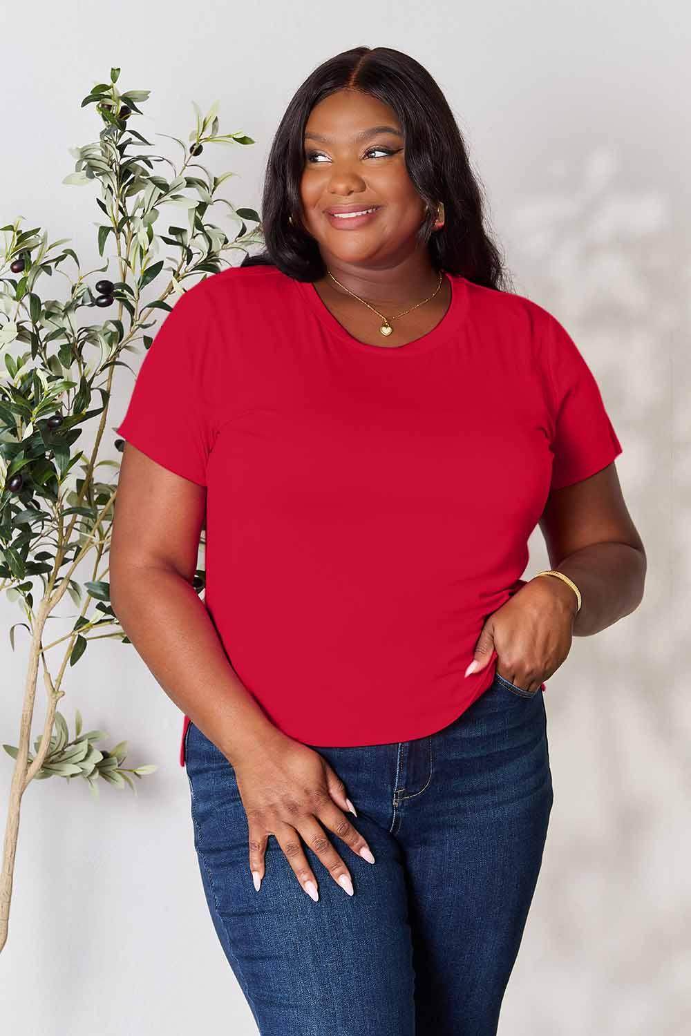 Basic Bae Full Size Round Neck Short Sleeve T-Shirt Black - Selvanelle