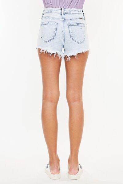 Kancan High Rise Frayed Hem Denim Shorts for Women - Selvanelle