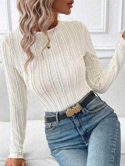 Round Neck Long Sleeve Top for Women in Various Sizes - Selvanelle