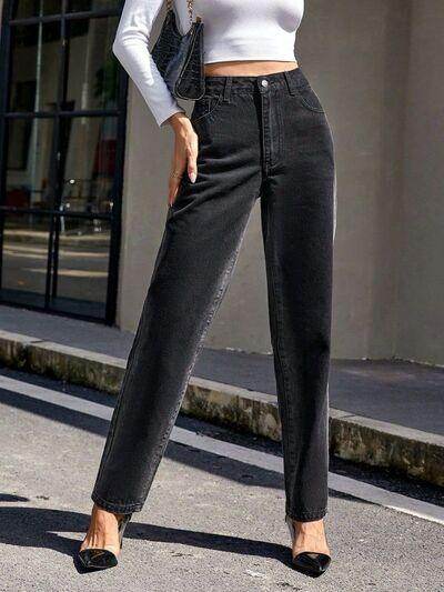 Straight Leg Jeans with Pockets for Stylish Comfort - Selvanelle