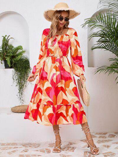 Stylish Printed Long Sleeve Midi Dress for All Occasions - Selvanelle