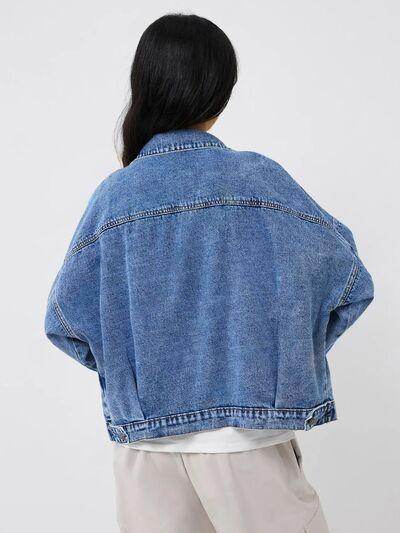 Pocketed Button Up Long Sleeve Denim Top for Women - Selvanelle