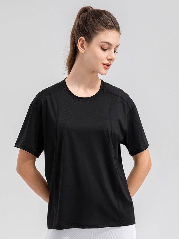 Round Neck Short Sleeve Active Top - Selvanelle