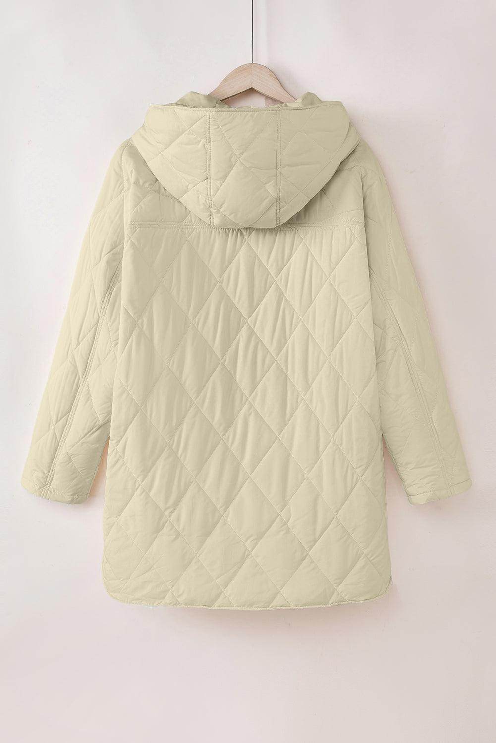 Snap Down Long Sleeve Quilted Winter Coat for Women - Selvanelle