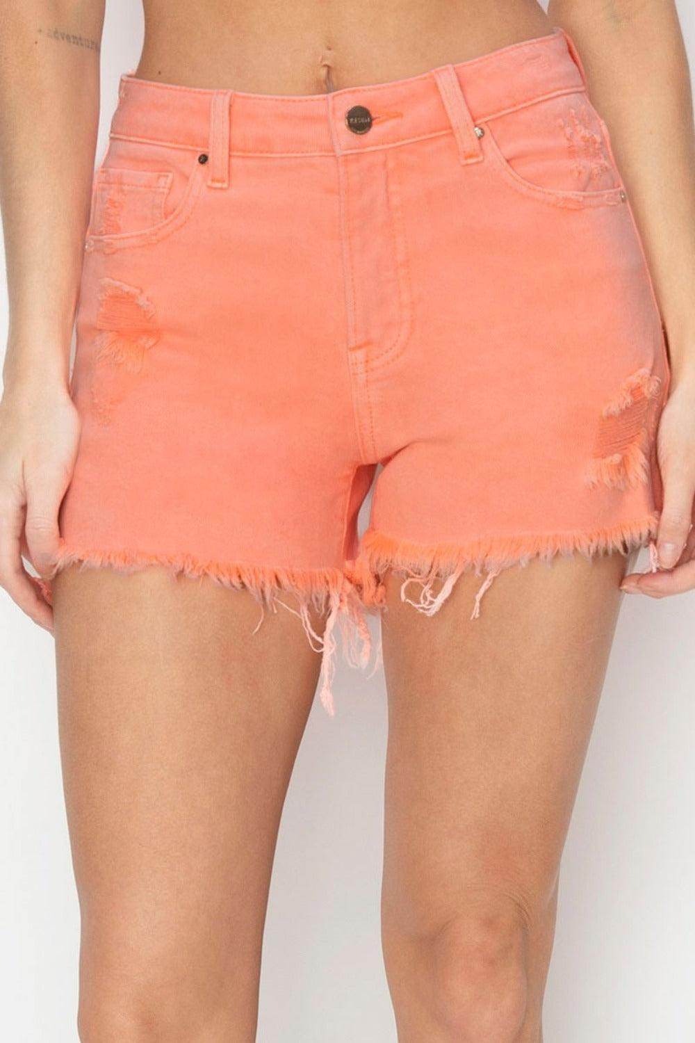 RISEN Full Size High Waist Ripped Denim Shorts for Women - Selvanelle
