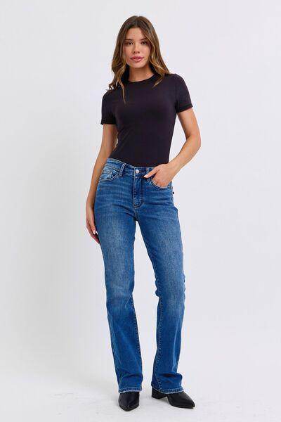 Judy Blue Full Size Run Mid-Rise Bootcut Jeans Thermal Lining - Selvanelle