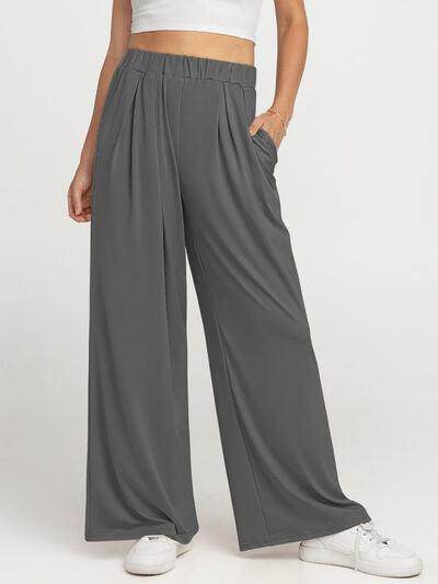 Elastic Waist Wide Leg Pants for Women in Various Sizes - Selvanelle