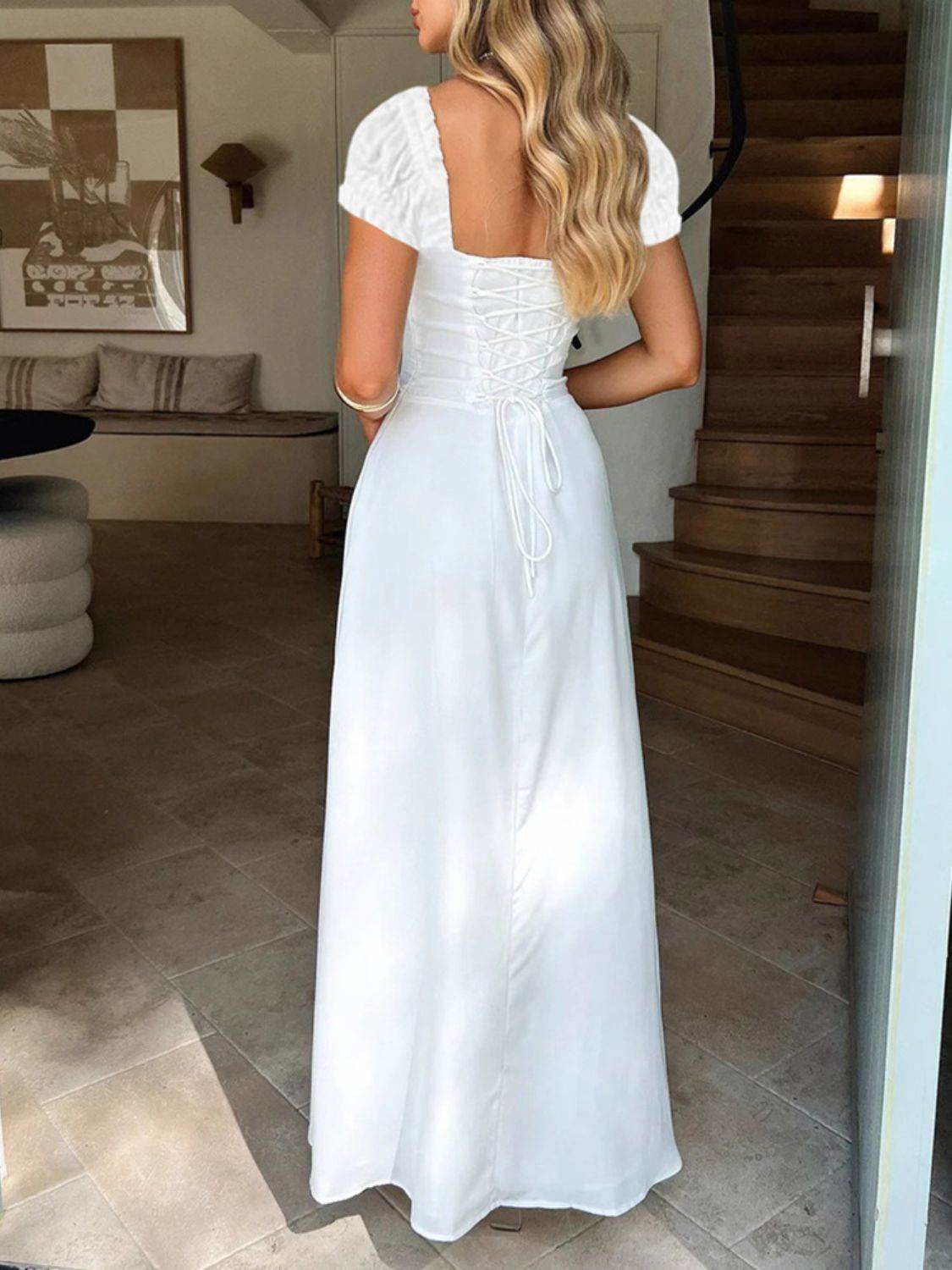Devine Sweetheart Neck Short Sleeve Maxi Dress - Selvanelle