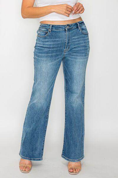 bytos Full Size Cat's Whiskers Bootcut Jeans for Women - Selvanelle