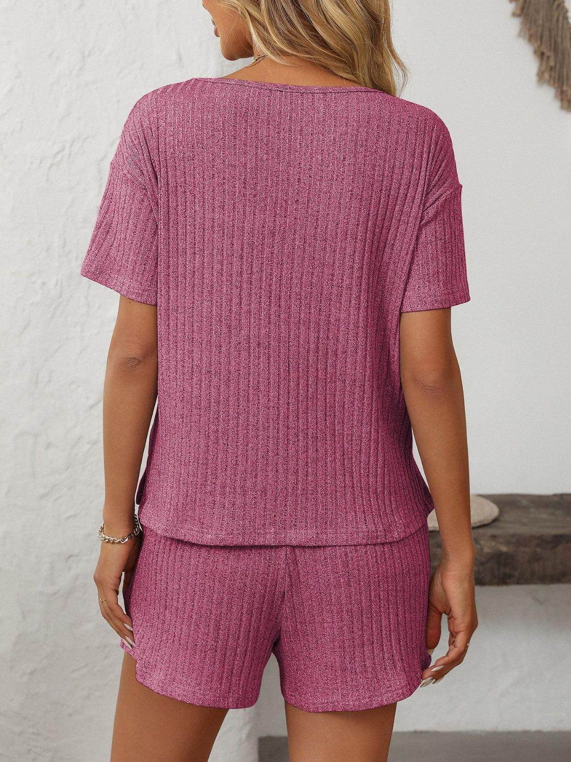 Mandy V-Neck Short Sleeve Top and Shorts Set for Women - Selvanelle