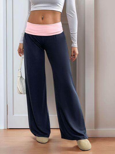 Perfee Contrast Wide Leg Pants for Stylish Comfort - Selvanelle
