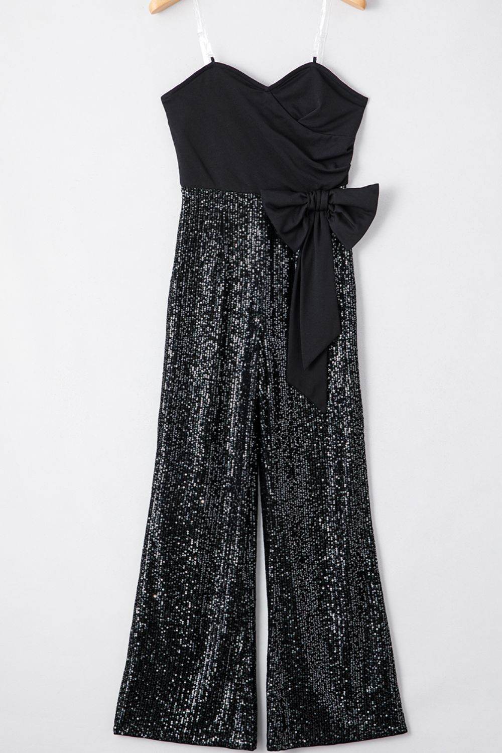 Bow Sequin Wide Leg Jumpsuit - Selvanelle