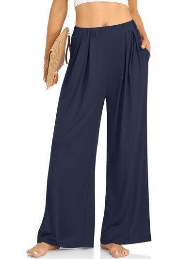 Elastic Waist Wide Leg Pants for Women in Various Sizes - Selvanelle