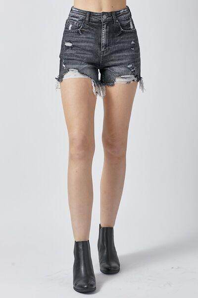 RISEN Full Size High Rise Distressed Denim Shorts for Women - Selvanelle
