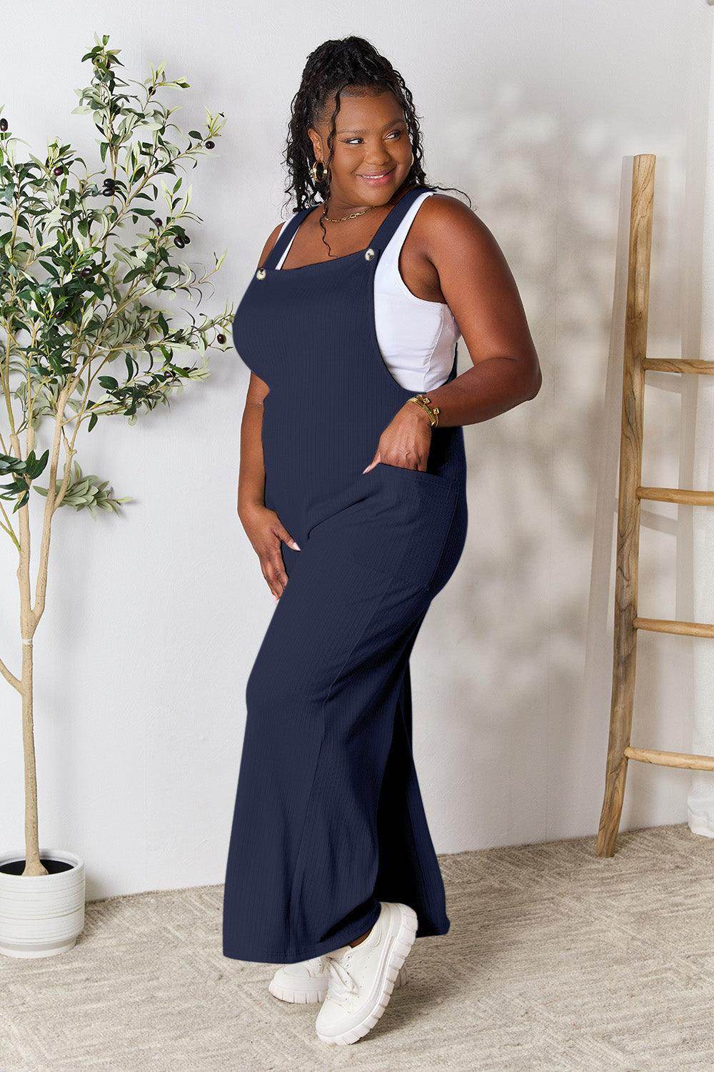Double Take Full Size Wide Strap Overall with Pockets For Women - Selvanelle