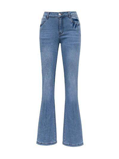 Bow Back Flare Jeans with Stylish Back Bow Detail - Selvanelle
