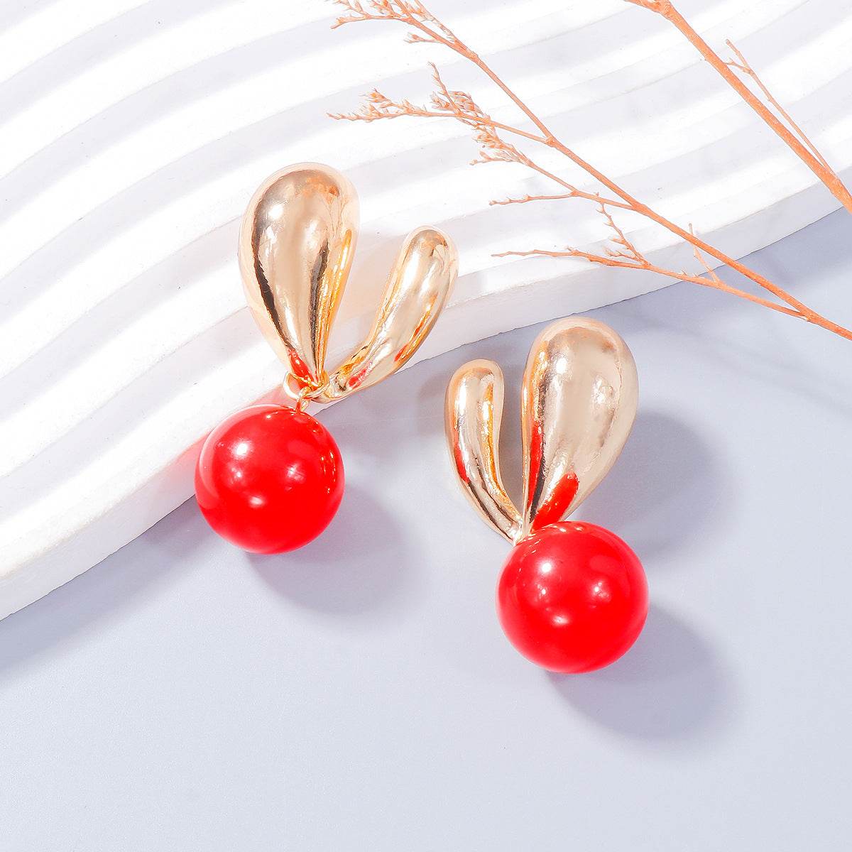 Alloy Drip Oil Bunny Earrings - Selvanelle