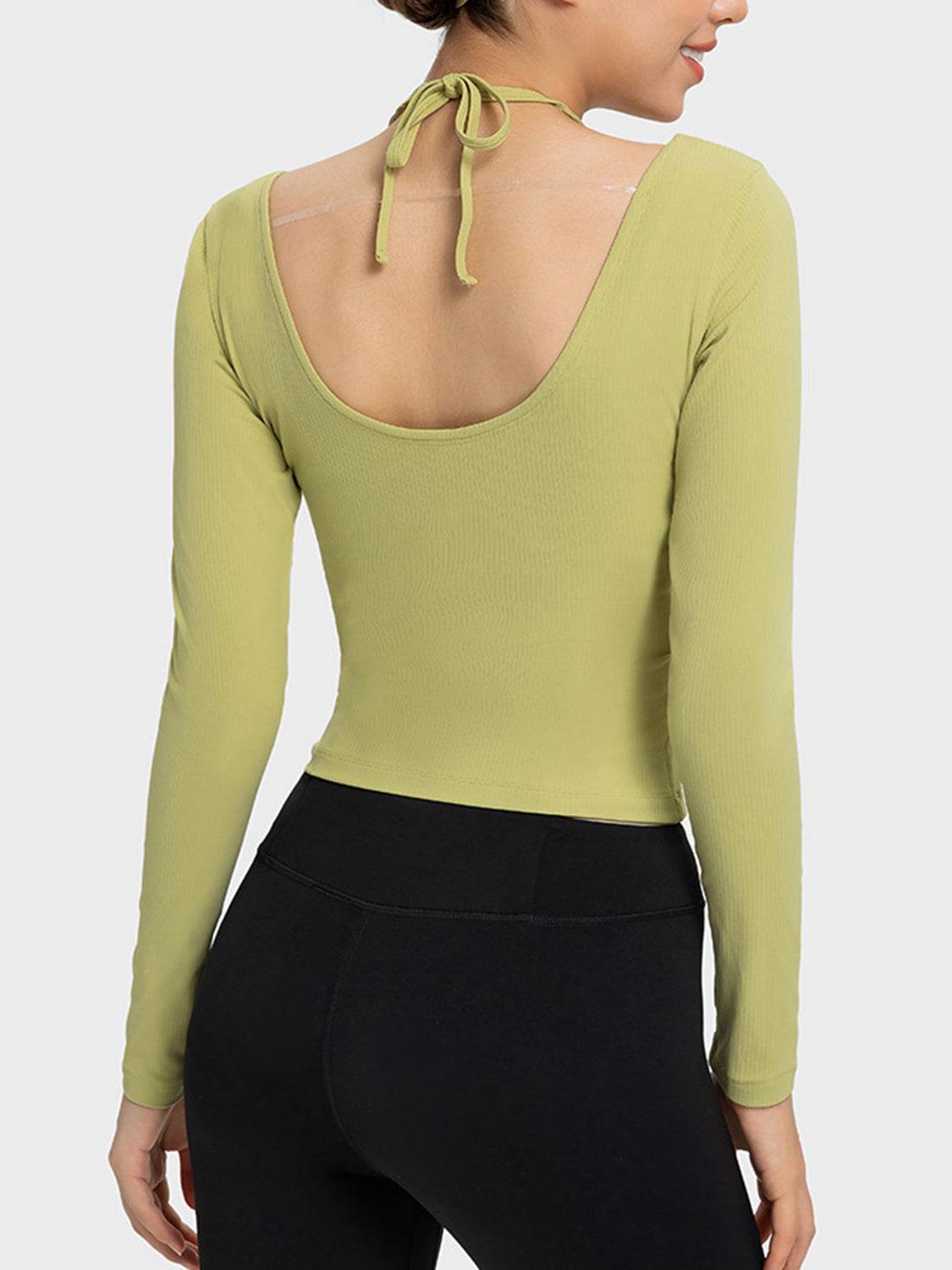 Millennia Halter Neck Long Sleeve Sporty Top - Selvanelle