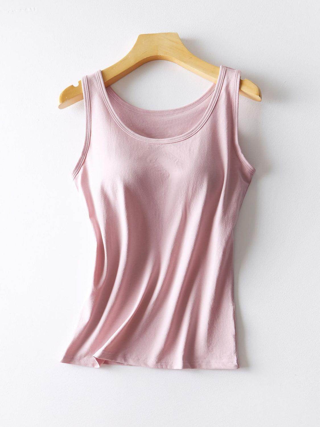 Round Neck Tank with Bra for Comfortable Everyday Wear - Selvanelle