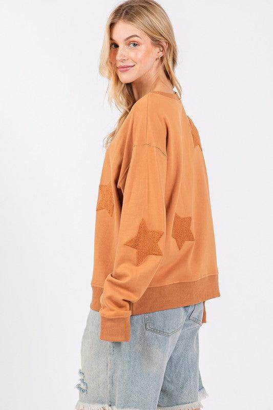 SAGE + FIG Star Patch Long Sleeve Sweatshirt for Women - Selvanelle