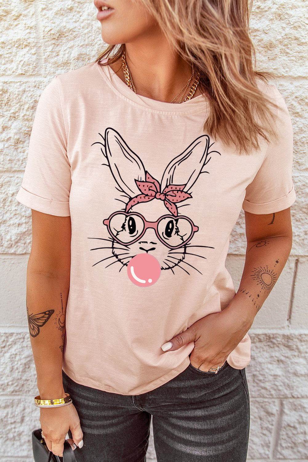 Rabbit Graphic Easter Tee Shirt - Selvanelle