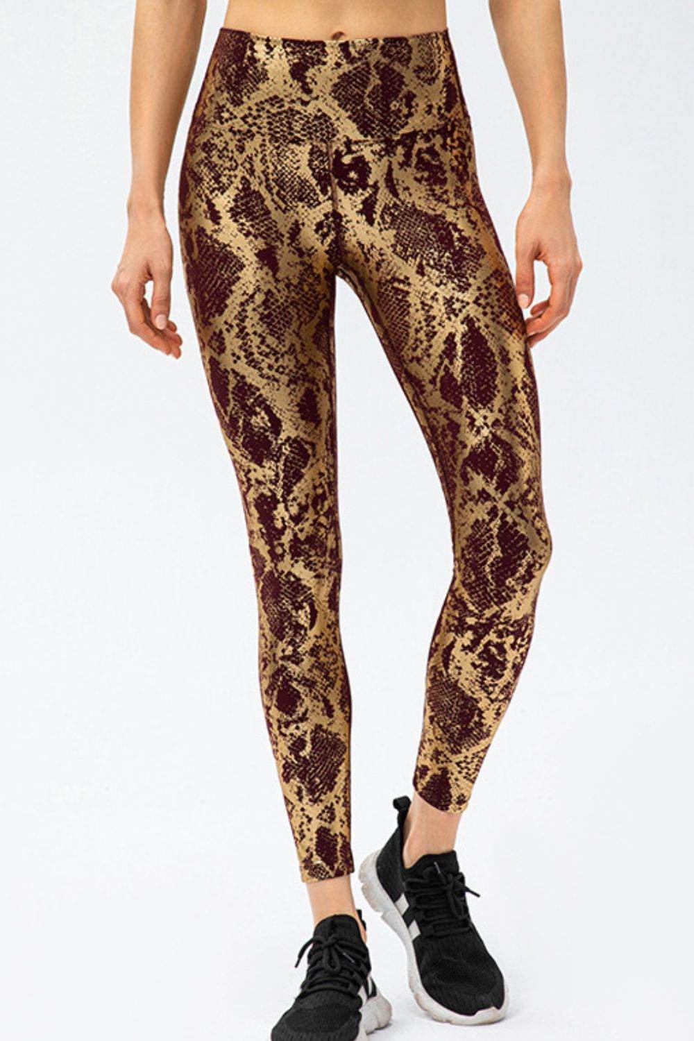 Animal Print Slim Fit Wide Waistband Long Sports Pants - Selvanelle
