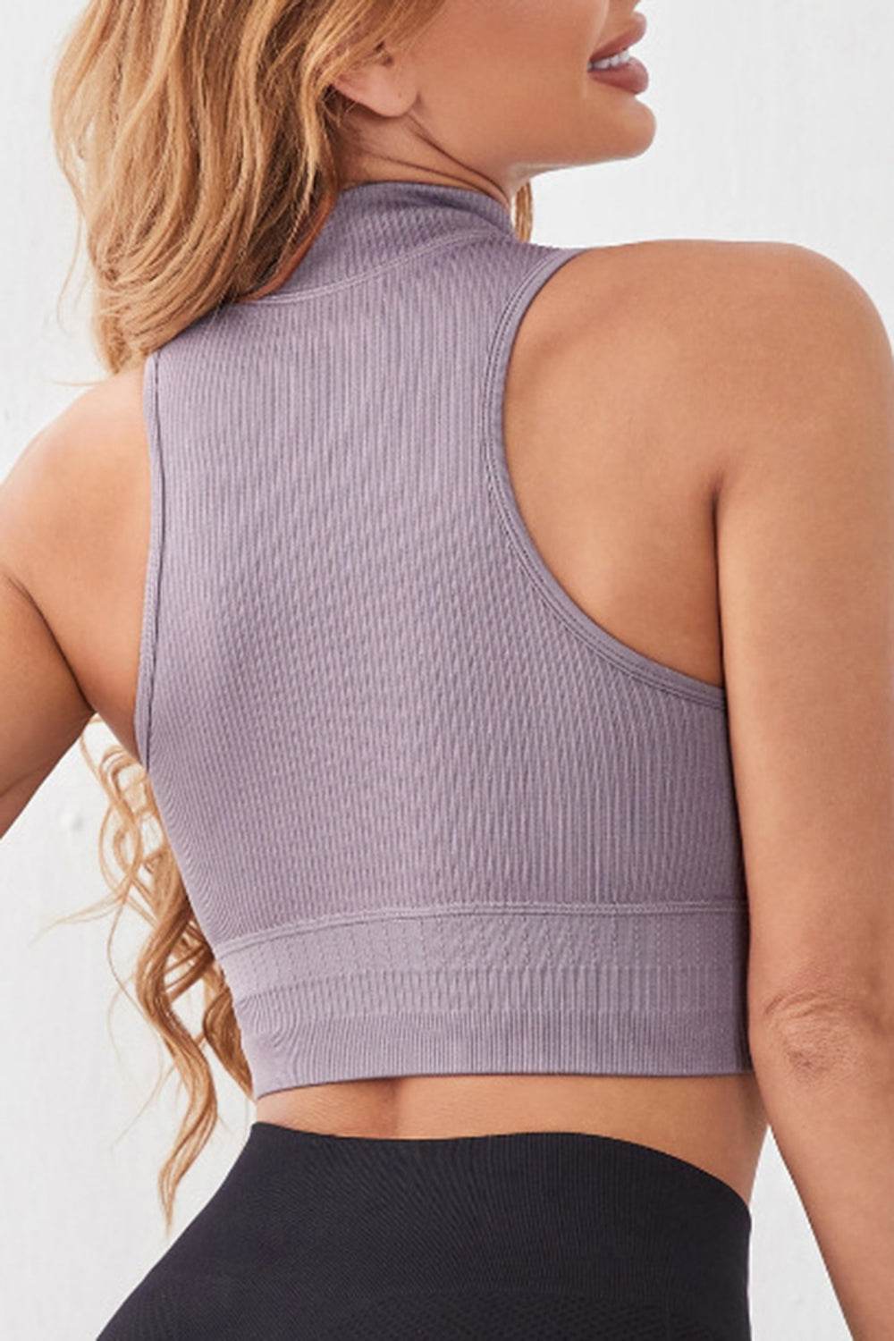 Mock Neck Ribbed Sports Tank - Selvanelle