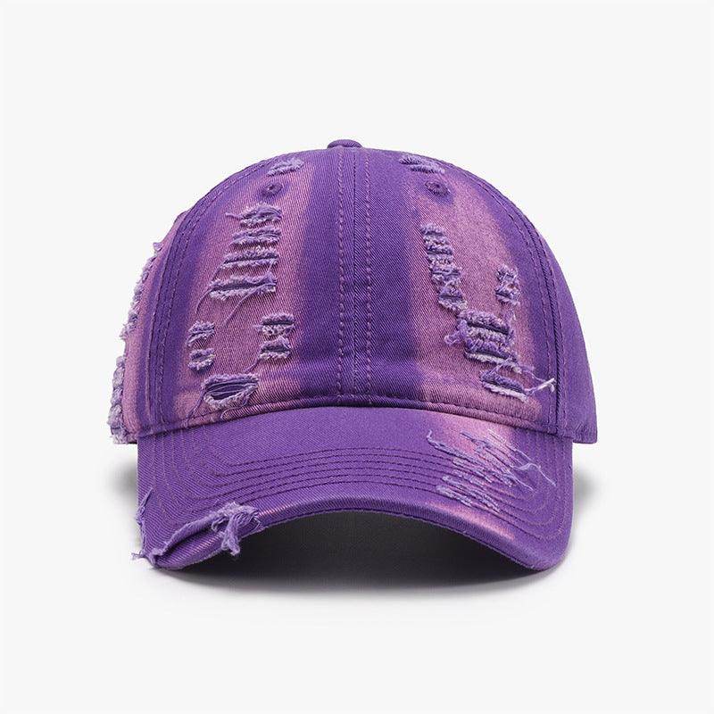 Distressed Adjustable Cotton Baseball Cap for Everyday Wear - Selvanelle