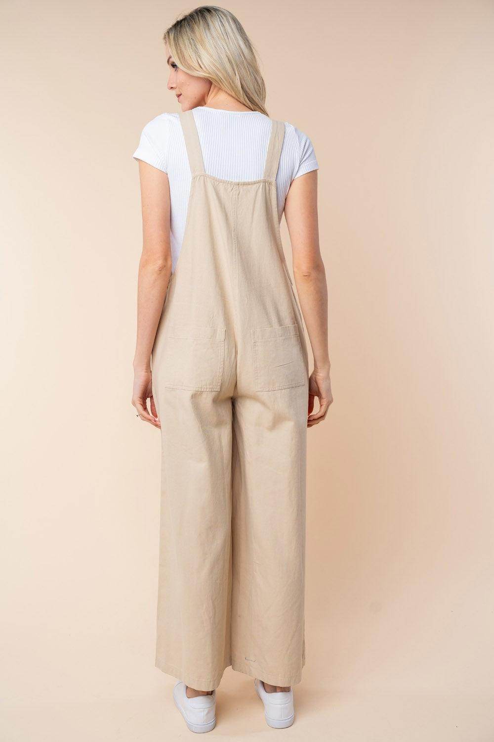White Birch Sleeveless Wide Leg Jumpsuit for Women - Selvanelle