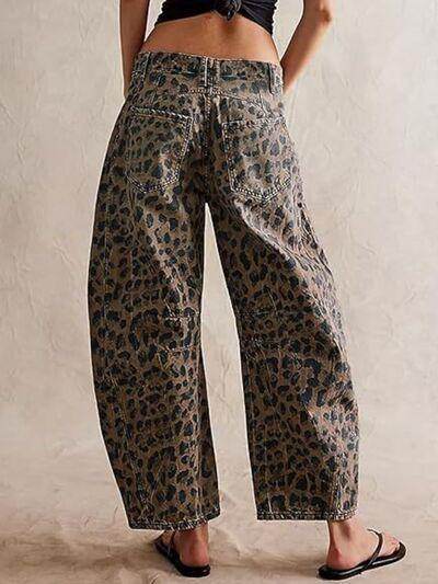 Leopard Wide Leg Jeans for Bold Fashion Statement - Selvanelle