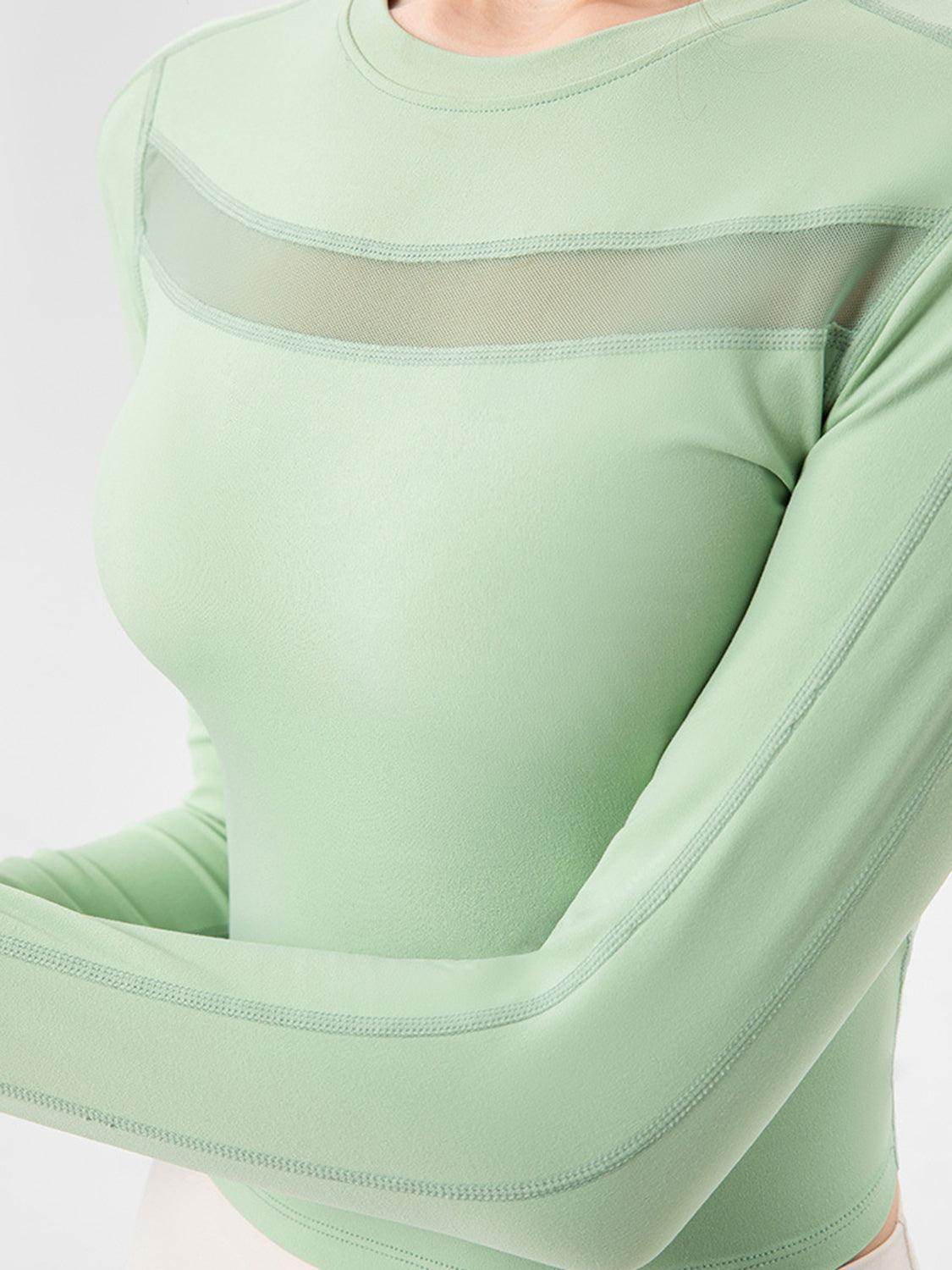 Round Neck Long Sleeve Active T-Shirt for Comfort and Style - Selvanelle
