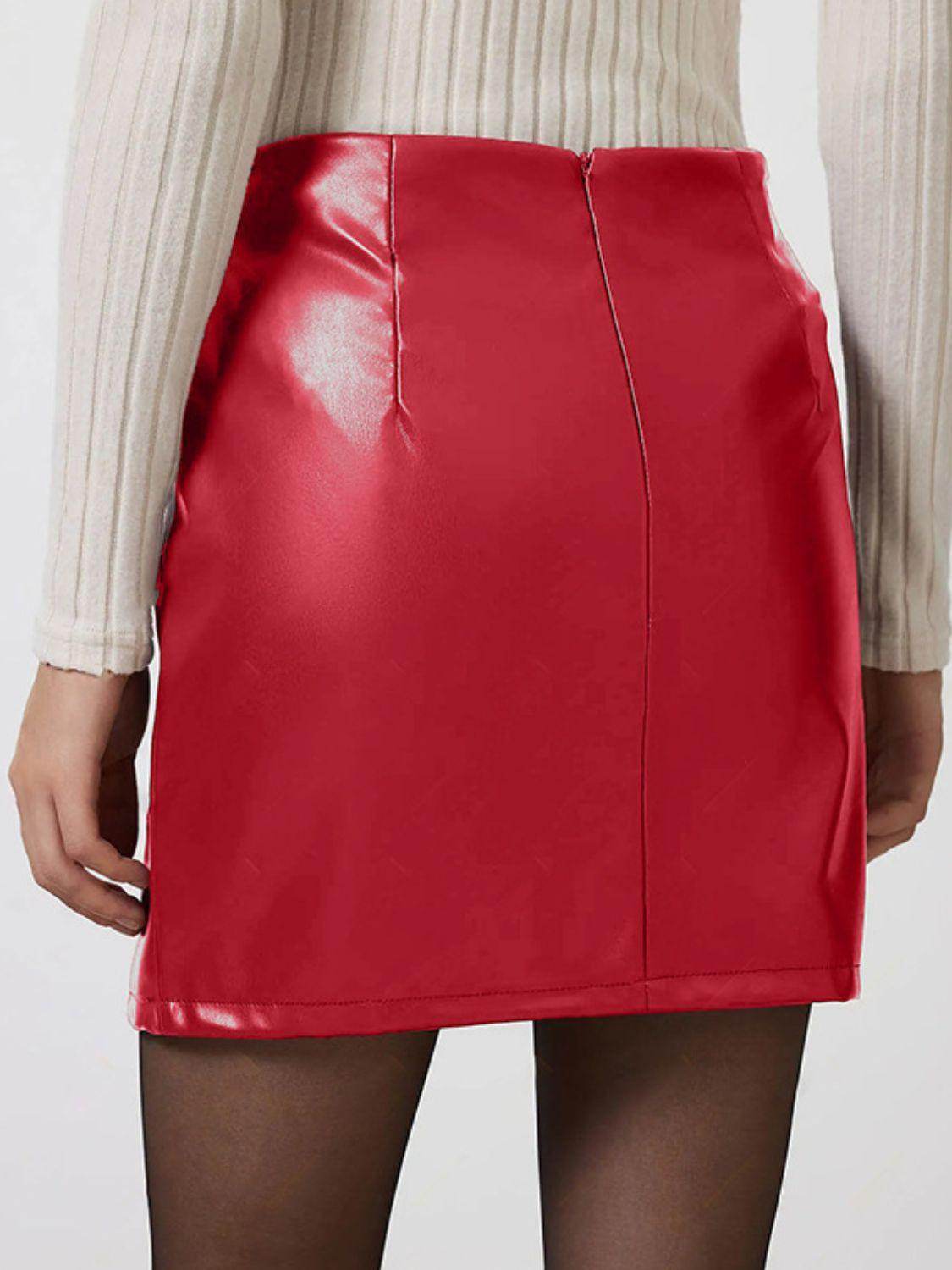 Stylish Slit Mini Skirt with Zipper for Fashionable Looks - Selvanelle