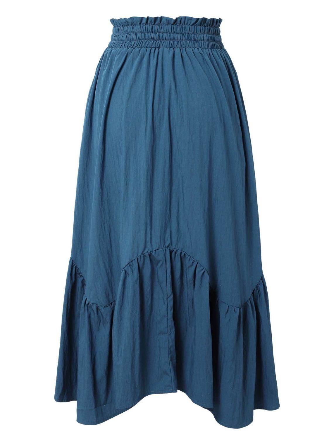Smocked Waist Band Ruched Layered Skirt for Women Fashion - Selvanelle