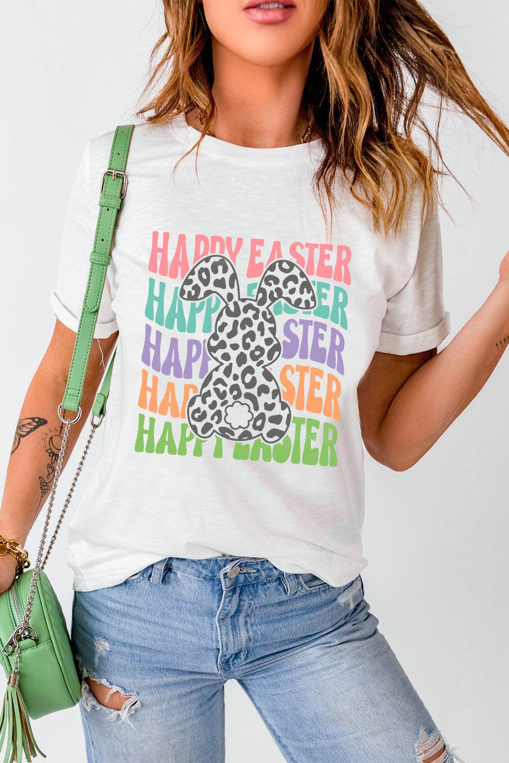 HAPPY EASTER Round Neck Short Sleeve T-Shirt - Selvanelle
