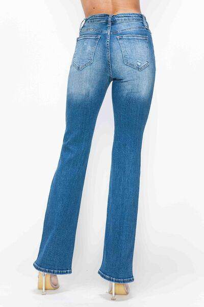 Bytos Full Size Distressed High Rise Jeans With Pockets - Selvanelle