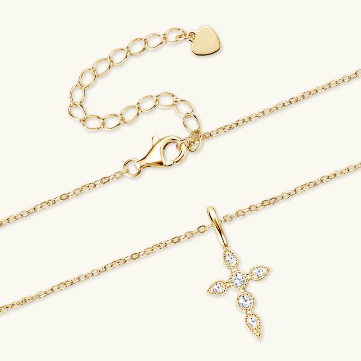 925 Sterling Silver Moissanite Cross Pendant Necklace - Selvanelle