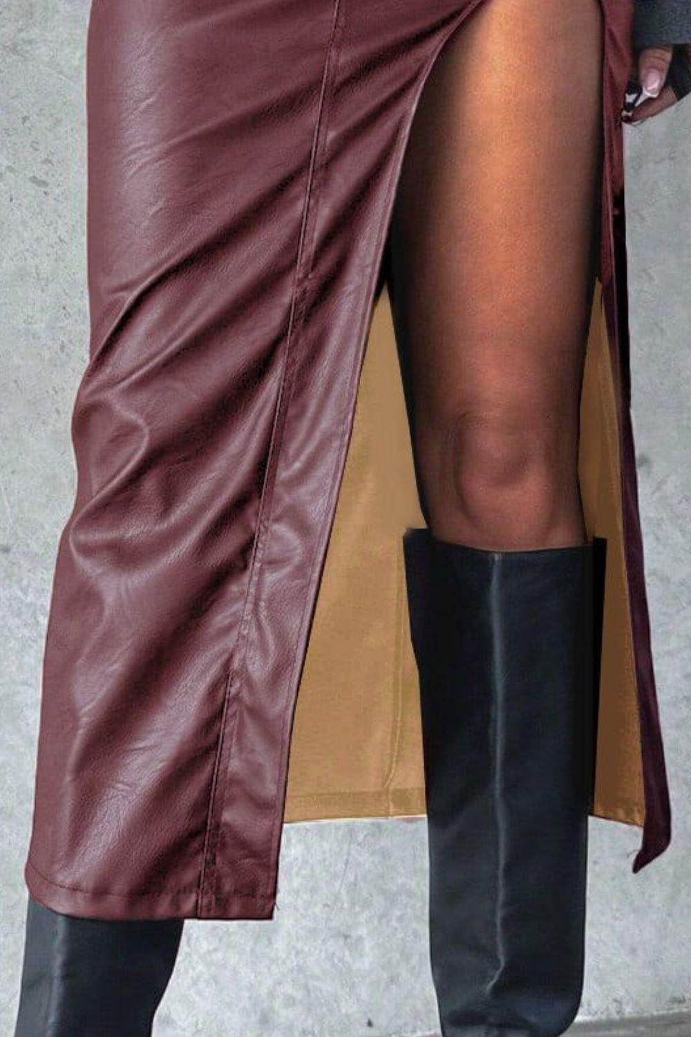 Slit Midi Skirt with Pockets for Chic Everyday Style - Selvanelle