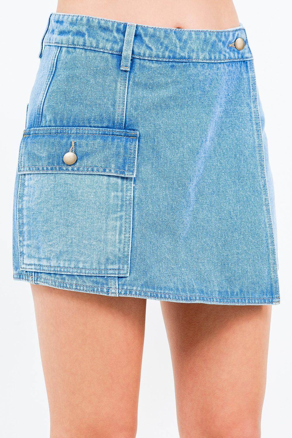 American Bazi Cargo Pocket Denim Skort for Trendy Style - Selvanelle