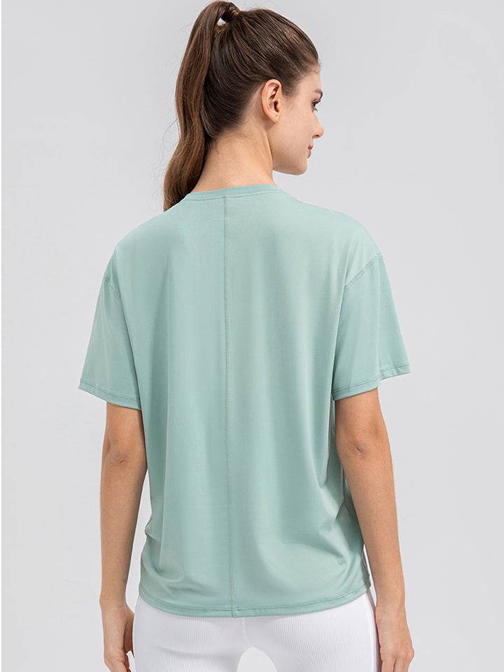 Round Neck Short Sleeve Active Top - Selvanelle