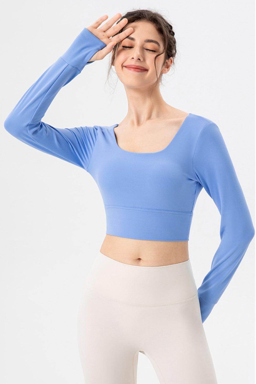 Square Neck Crisscross Active T-Shirt for Women Fitness - Selvanelle