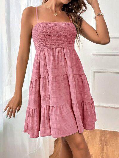 Tiered Smocked Square Neck Cami Dress for Casual Style - Selvanelle