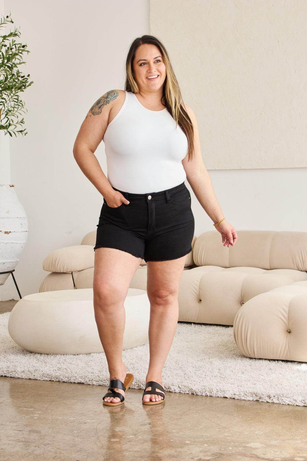 RFM Full Size Tummy Control High Waist Denim Shorts Women - Selvanelle