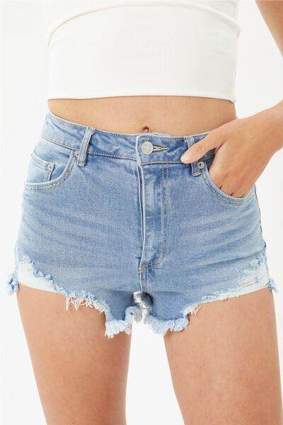Love Tree Raw Hem Cat's Whisker Denim Shorts for Women - Selvanelle