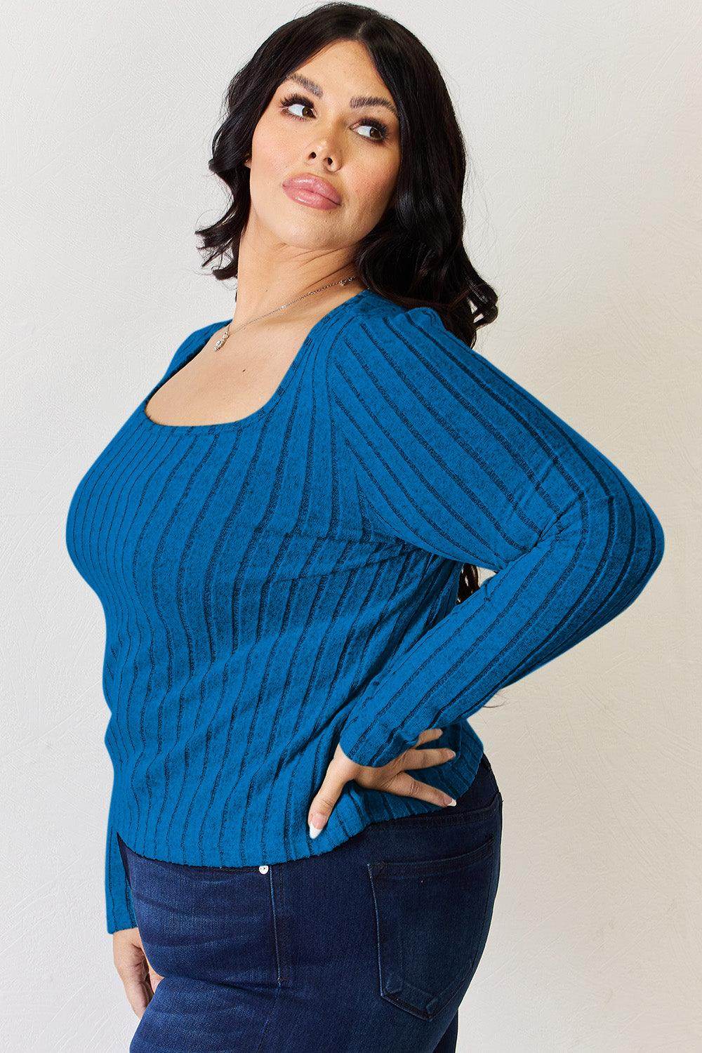 Basic Bae Full Size Ribbed Long Sleeve T-Shirt for Women - Selvanelle