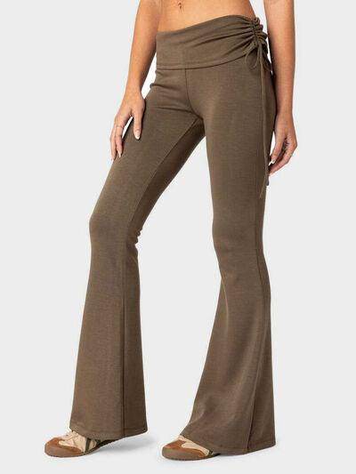 Drawstring Ruched Flare Pants for Women in Multiple Sizes - Selvanelle